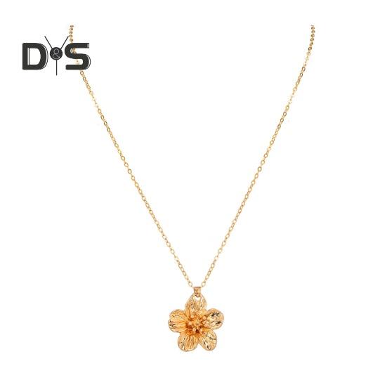 Collier de Fleurs pour Femmes Collier Pendentif Fleur en Métal Bijoux Hypoallergéniques pour Mariages Anniversaires