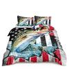 Pike Fish Bedding Striped Bass Big Pattern Hunting and Fishing Themed Duvet Cover for Kids Boys BedRoom Decorations for Teens