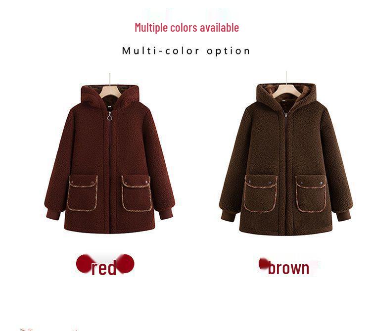Mom's Winter Lambswool Cotton Jacket with Fleece for Middle-Aged and Elderly
