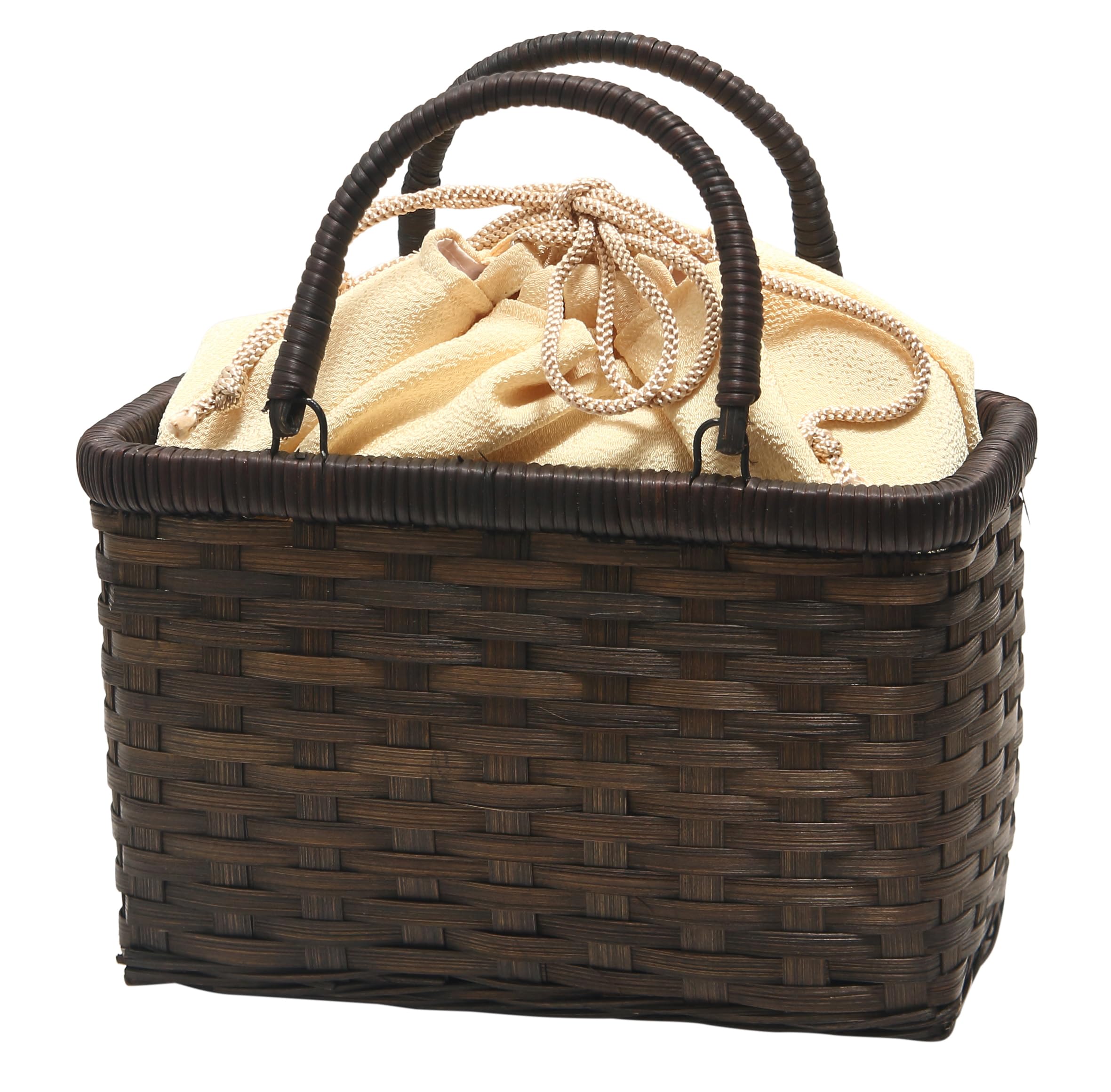 

Hasegawa Bamboo Basket Yukata Basket Bag for Women with Detachable Drawstring (Natural)
