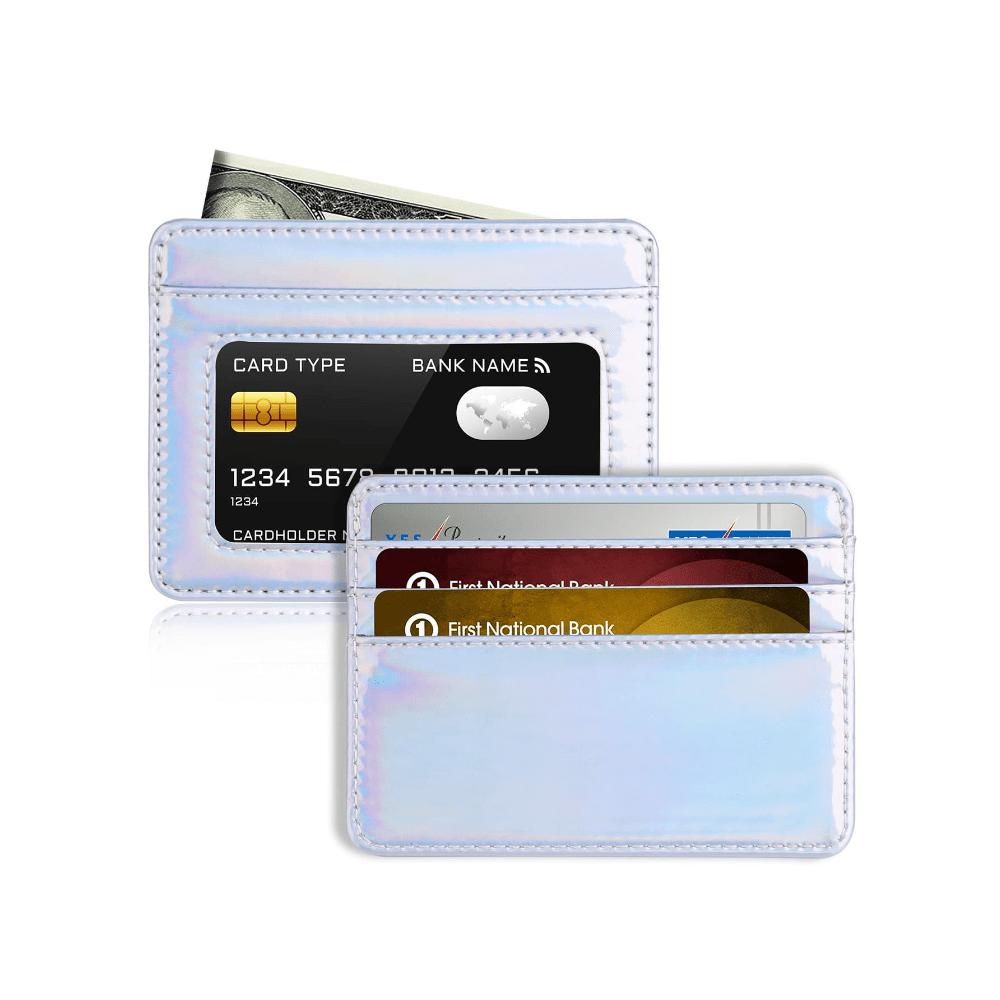 RFID Blocking Credit Card Holder Wallet For Women Men, Slim Minimalist Front Pocket Wallet With Laser Colors