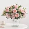 Artificial Flowers Wedding Table Home Bedroom Decora Bridal Bouquet Garden Fake Silk Peony Hydrangeas Vase Outdoor Yard Diy Gift