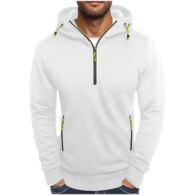 Men's Hooded Sweatshirt Casual Pullover Solid Color Half Zipper Simple Hooded Hoodie Man