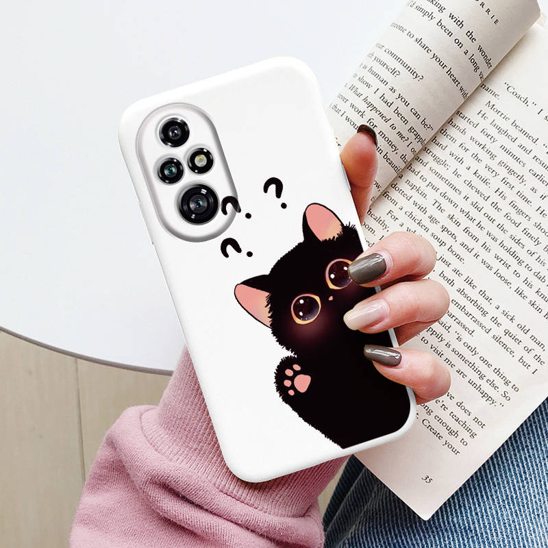 Cartoon Case For Honor 50 70 X7 X7A X7b 90 Lite 90 Smart 400 200 Pro 200 Lite Cute Black Cat Cover Soft Back Shell for Honor 400