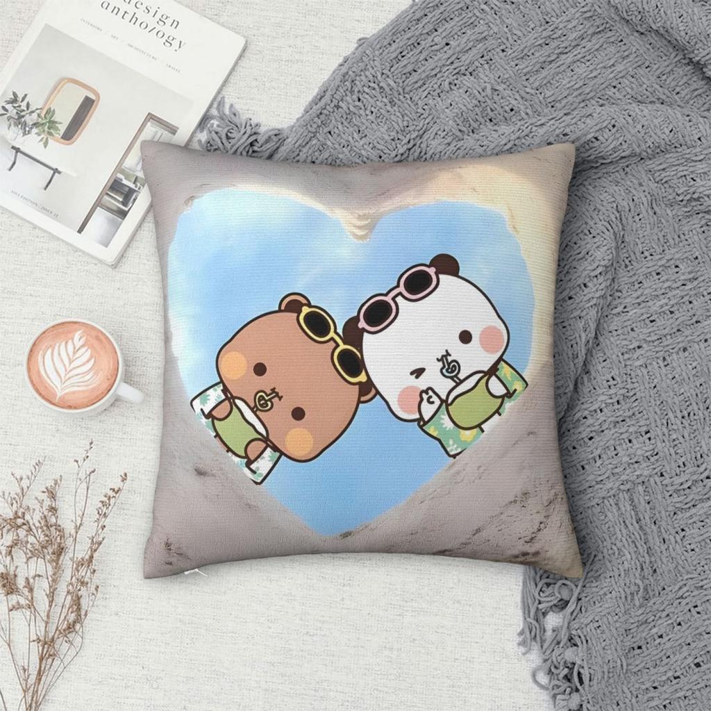 Bubu And Dudu Kawaill Couple Bears Pillowcases Merch Soft Cushion Cover Decoration Throw Pillow Case Cover Home Multi-Size