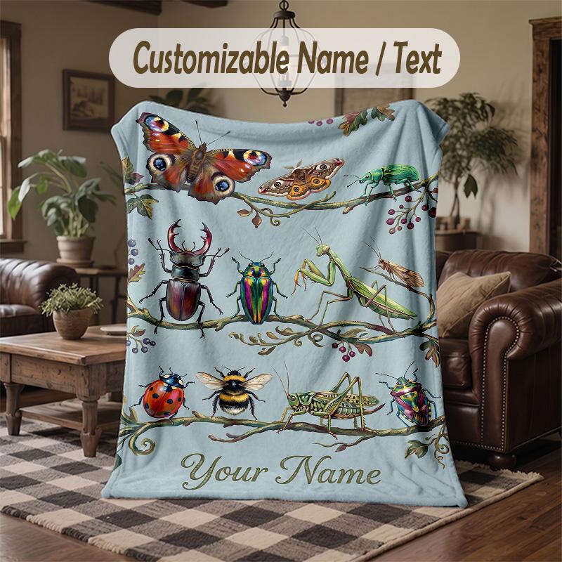 Hummingbirds Tropical Flowers Theme Throw Blanket Custom Name Text Personalized Blanket Soft Cozy Blanket for Home Sofa Bed