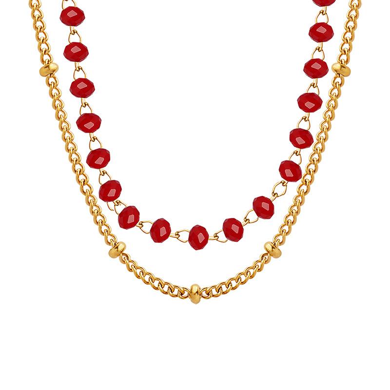 Accessories Double-Layer Fashion Non-Fading Queen Necklace Glass Beads Exquisite Collarbone Neck Chain