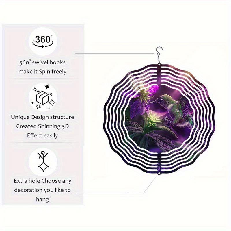 10 Inch Hanging Wind Spinner with 360 Degree Hook for Balcony Garden Decor Spring Summer Outdoor Decoration