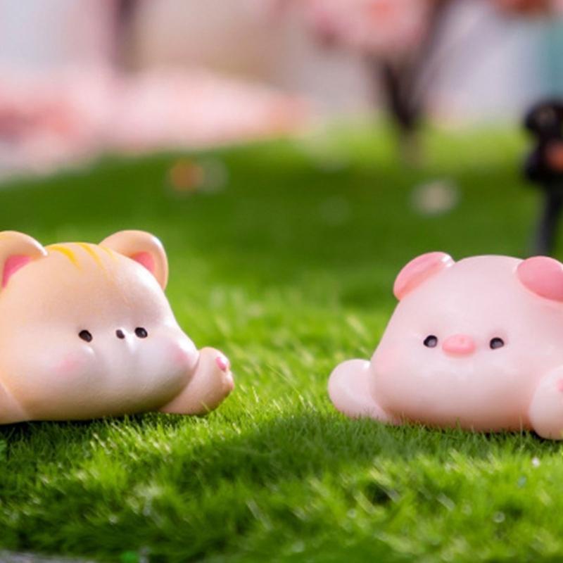 6pcs Cartoon Animal Desk Ornaments Resins Decorative Miniature Figurines Accessories for Kids Room and Living Room Table