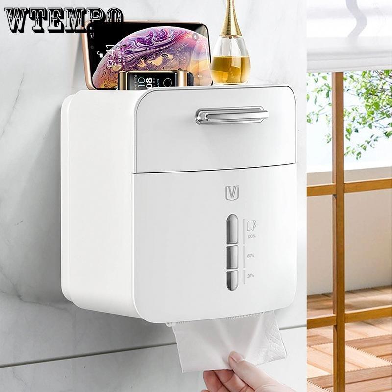 WTEMPO Toilet Tissue Box Waterproof Bathroom Toilet Hole-free Wall-hanging Multifunctional Toilet Roll Paper Drawer