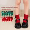 Children's Red Cartoon Christmas Socks - Cute Winter Girls' Princess Socks for New Year
