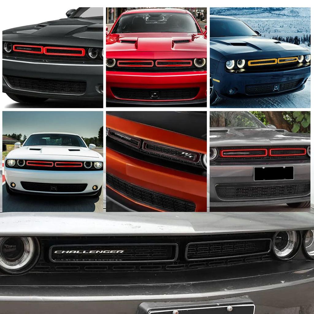 For 2015-2026 Dodge Challenger Black Red Yellow Grille Inserts Cover Trim 2Pcs Front Grill