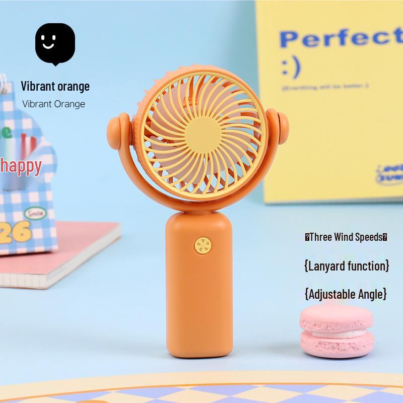 

USB Rechargeable Silent Mini Handheld Fan with 180° Adjustable Three-Speed and Lanyard Color Box Packaging + USB Charging Cable