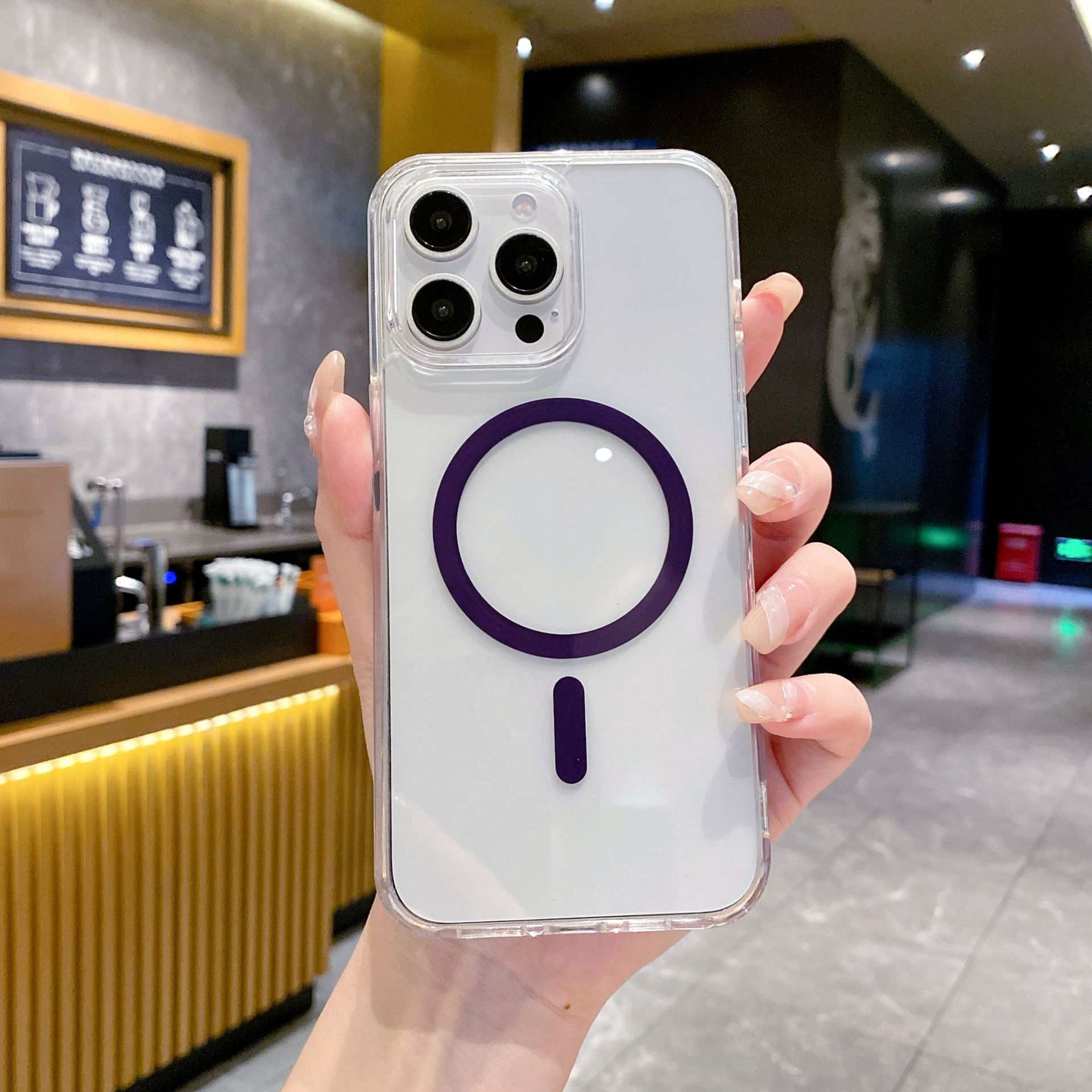 

Подходит для Apple 16 Promax Акриловый Магнитный Чехол для Телефона Прозрачный и Желтеющий Чехол для IPhone 15 с Полной Защитой Samsung S24 Ultra