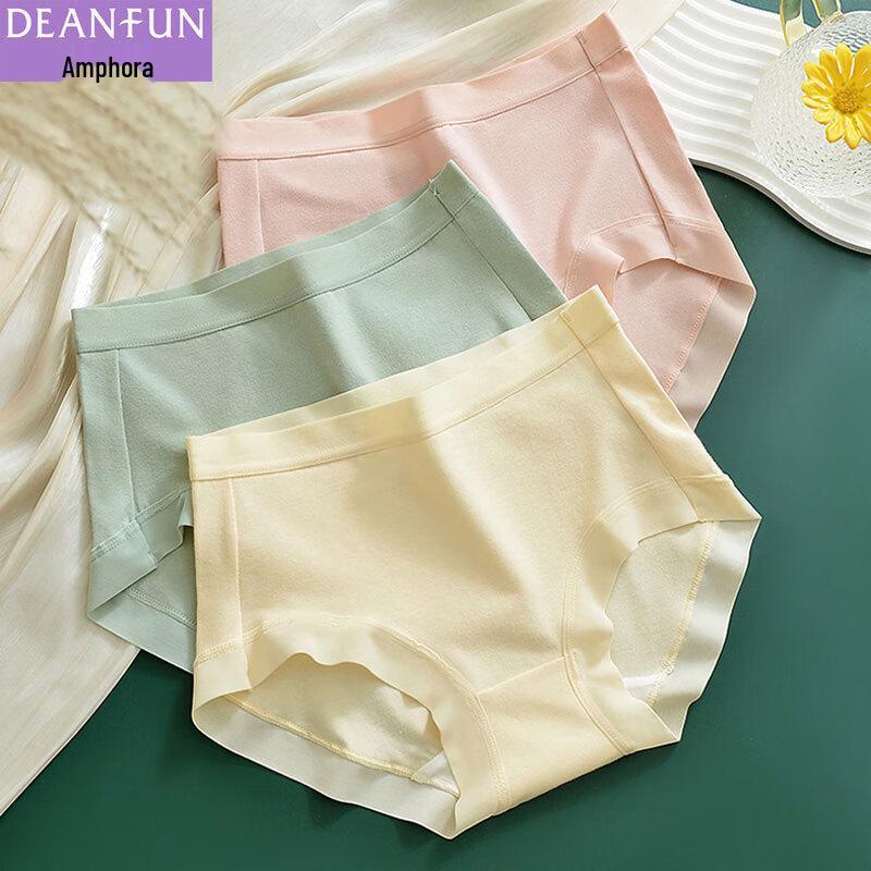 

Die An Fen Women s 95% Cotton Mid-Waist Seamless Briefs 4-Pack L