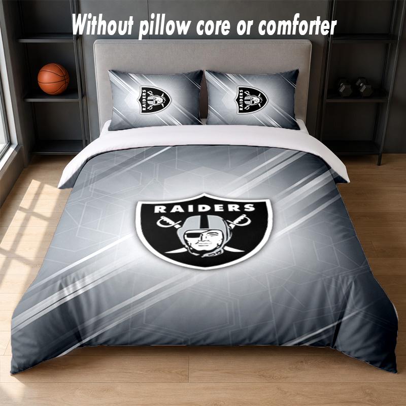 Set Biancheria da Letto Design Las Vegas Raiders 1 Copripiumino + 2 Federe Morbido Traspirante Biancheria da Letto per la Casa