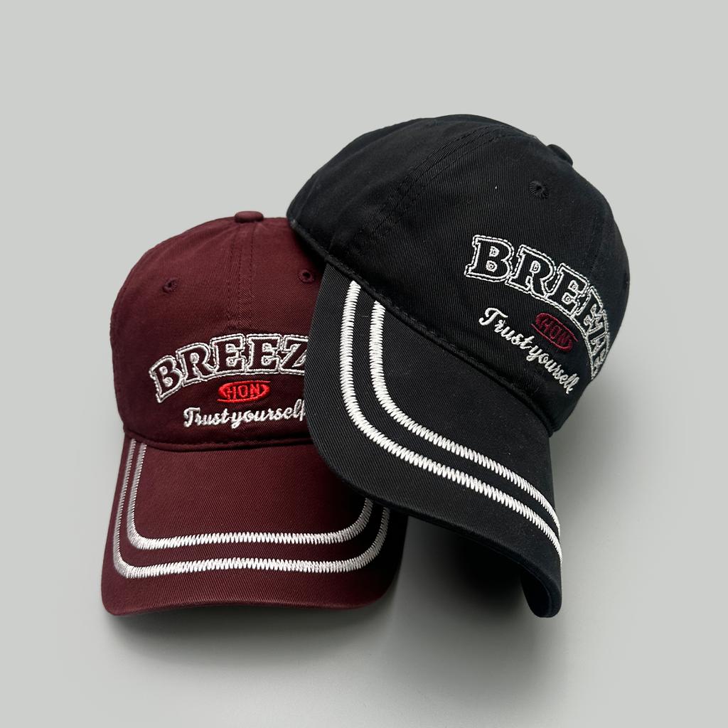 Korean Letters Embroidery Striped Baseball Hats New Men Women Sunshade Personal Versatile Casual Fashion Simple Ins Peaked Caps