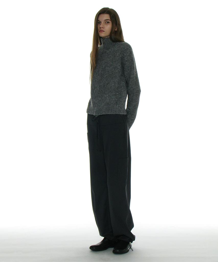 PARTIMENTO WOMEN Drawstring Rounding Slacks_Charcoal