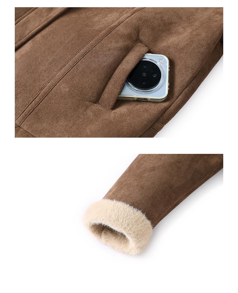 Women's Casual Plus Velvet Jacket for Ages 40-60: Thickened Lapel Style