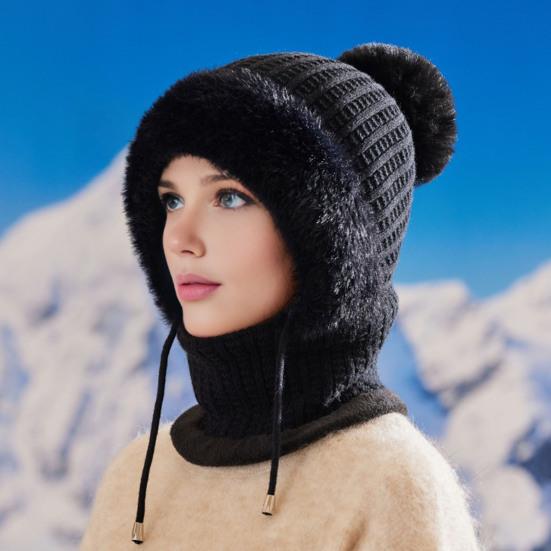Knitted Hat Women Windproof Insulated Design Soft Fleece Lining 3-in-1 Winter Warm Hat Outdoor Adventures Skiing Hiking Headgear