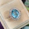 New Gorgeous Oval Sky Blue CZ Rings for Women Bling  Vintage Accessories Elegant Lady's Finger  Party  Jewelry