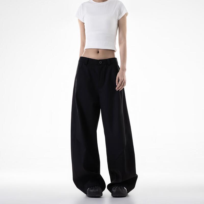 ICH MODE Women s American Style Loose Wide-Leg Casual Suit Pants S