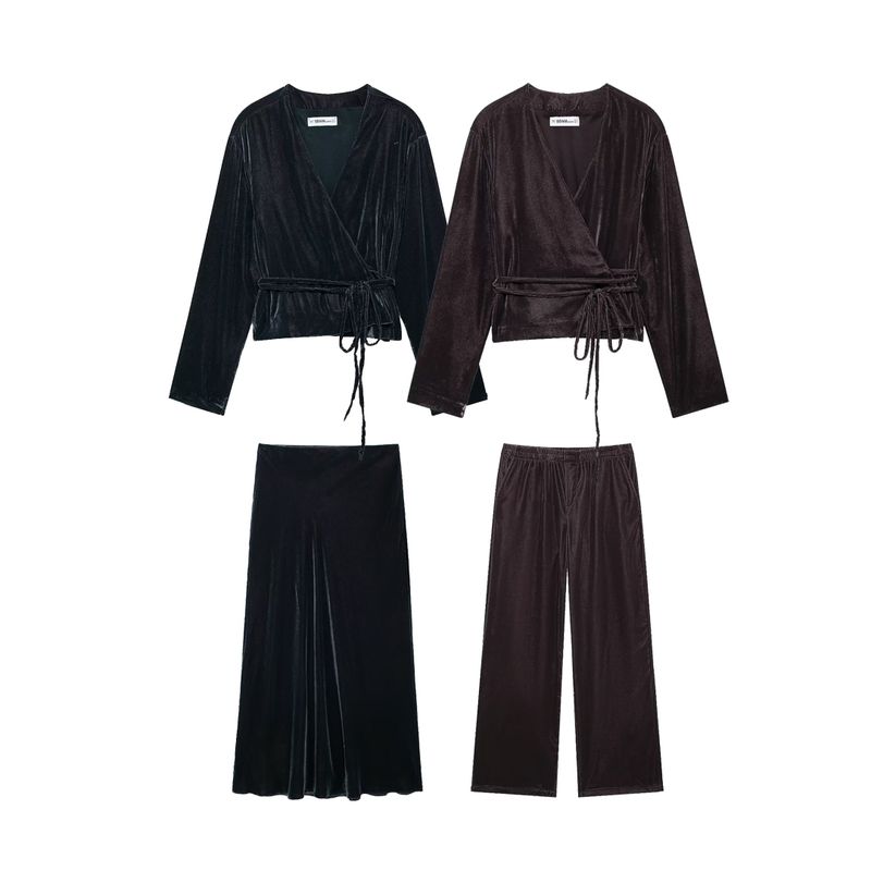 Kaslead New Arrival Women's Fashion Style Velvet Three-Piece Set 5427855 5427534 4391524