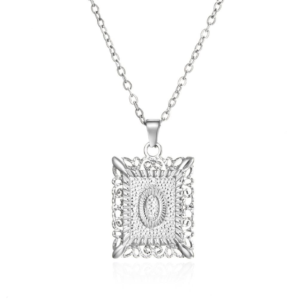 Tide 26 English Letters Stainless Steel Necklace Fashion Square Letter Hollow Pendant Necklace