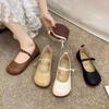 Mit Rock Einzelschuhe Damen 2025 Frühling und Sommer Abendschuhe neue Mary Janes vielseitige weiche Leder Beanie Ballerinas