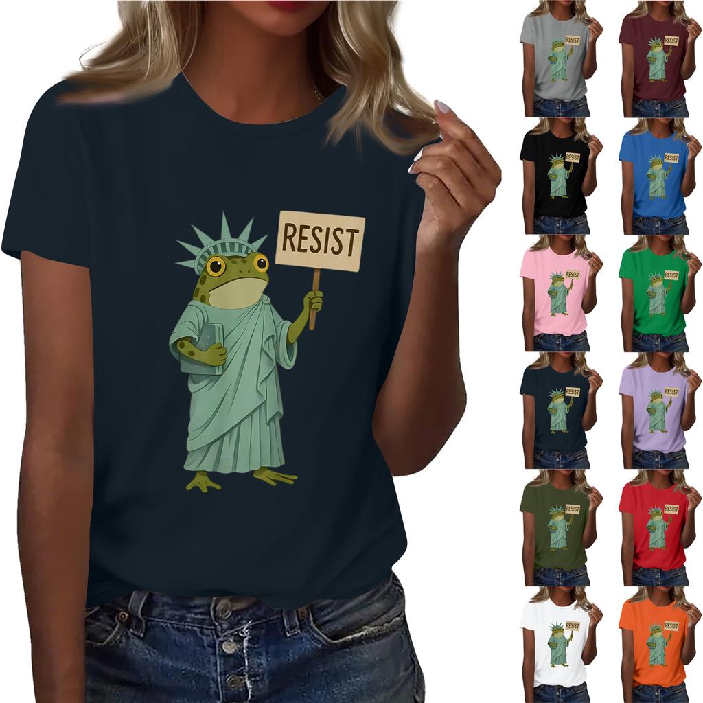 Women's Printed Round Neck Short Sleeve Top