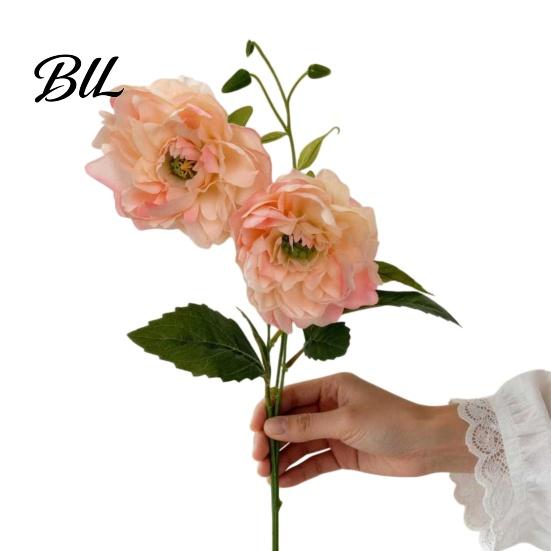 Soft Fabric Flower 2 Heads Blooms Artificial Peonies Flowers Faux Silk Peony Branches Non-fading Bloom with Stem for DIY Bridal Bouquet Wedding