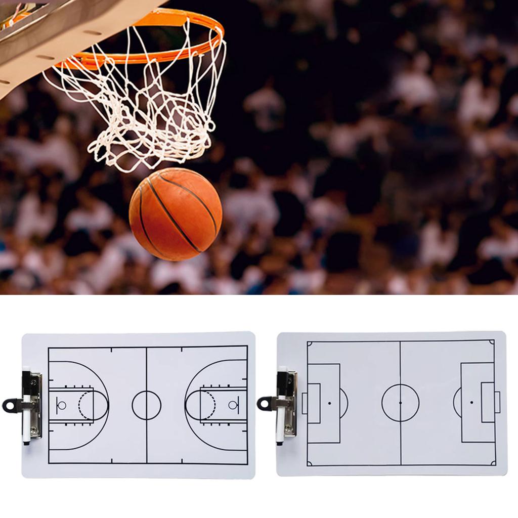 Double-Sided Football Full Half Court Tactic Board Dry Erases Board Basketball Coaching Board for Coaches with Marker
