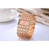 Men Women Diamond-bordered Mesh Iron Chain Steel Belt Quartz Watch Wristwatch