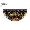 Reusable Party Entrance Sign Day of The Dead Skull Bunting Banner, Marigold Print Fiesta Unique Fan Shaped Banner Hanging Flag, Colorful Sugar Outdoor