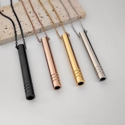 Minimalistische Titanstahl-Atempfeife Halskette mit Gewindekette
