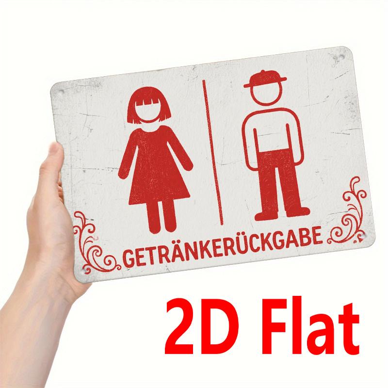Metal Wall Sign Restroom Directional Plaque 20x30cm Vintage Decor for Public Place 20x30cm белый