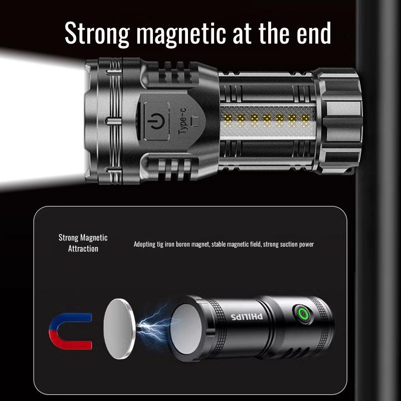Strong Magnetic Flashlight High Power LED Flashlight USB Rechargeable COB Waterproof Portable Mini Lighting Lamp Camping Flash