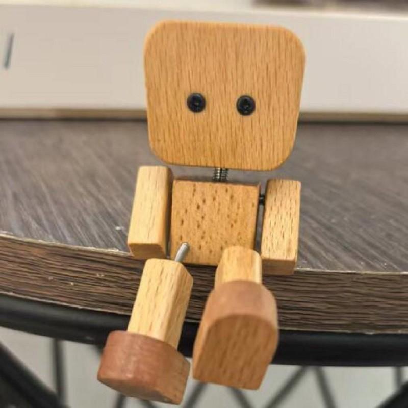 1 sada Třesoucí se dřevěná figurka muže s 12 magnetickými výrazy Ručně vyrobená třesoucí se nohy dřevěná panenka Dekorace na palubní desku auta, na stůl