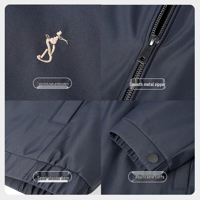 Caizi Men's Stand-Collar Embroidered Lightweight Jacket