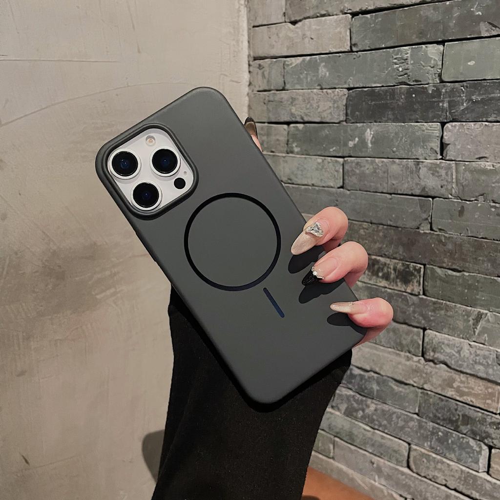 Applicable To IPhone16ProMax Thin Circle Magnetic Skin Absorbing Mobile Phone Case Apple 15 Matte 14 Fall Protection Case 13