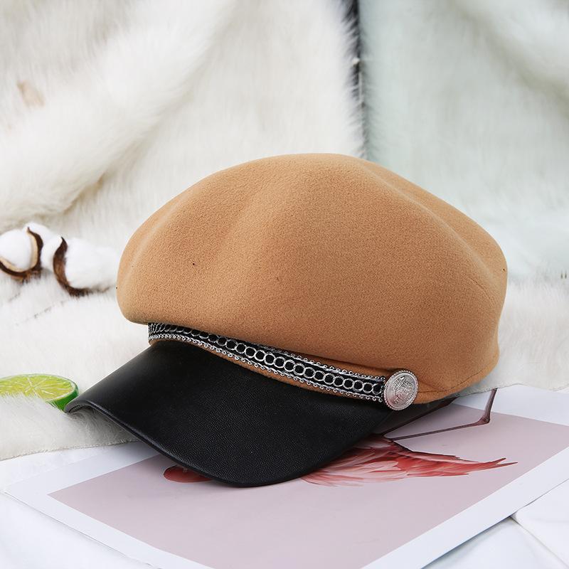 Octagonal hat autumn and winter ladies popular imitation woolen fashion beret cold warm hats
