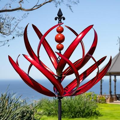 Extra große Windräder für draußen – Windskulpturen aus Metall für draußen mit Pfahl, Windmühlen für den Garten im Hof, Hofkunst, Garten-Rasendekoration