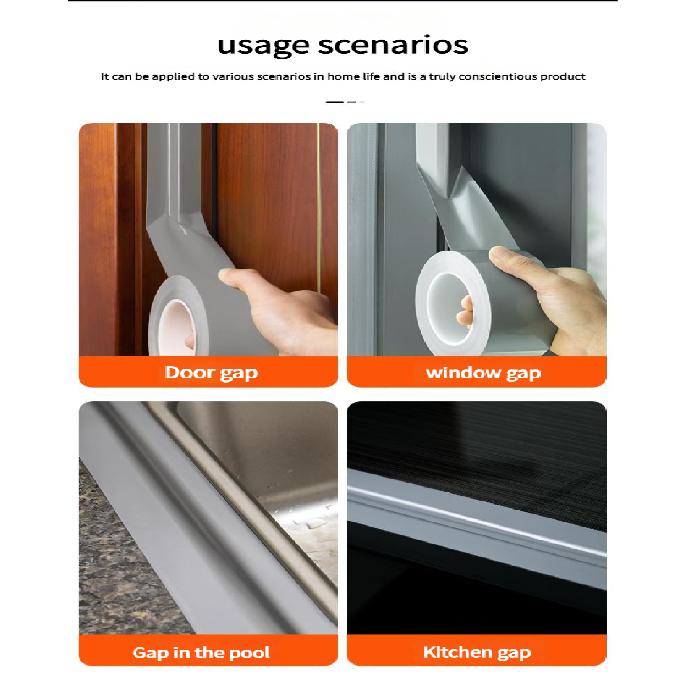 Window Insulation for Winter Weather Sealing Tape Residue Free Clear Window Draft Isolation Sealing Film Tape for Doors Windows Mass Air Flow 3