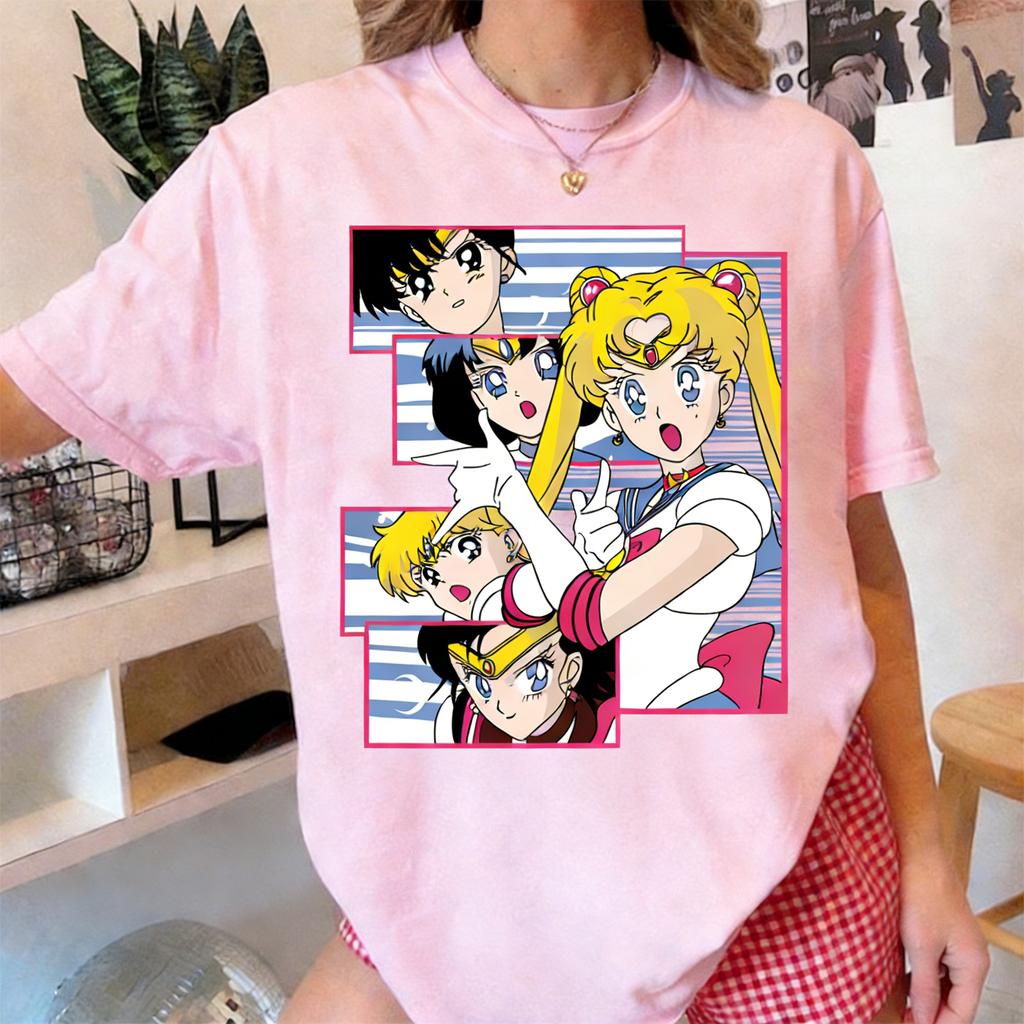 2026 Sailor Moon Anime Childrens T Shirt Women Unisex Short Sleeve Tee Loose Casual Tops Summer Y2k Cartoon Graphic Tee Streetwear