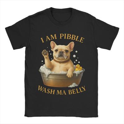 Men Women Graphic Print Funny Pibble Meme Wash My Belly Tee T Shirt 100% Cotton T-shirts Clothes