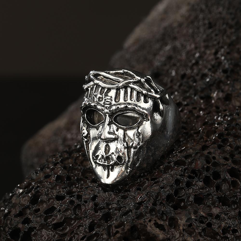 Boutique New Retro Simple New Punk Hip-hop Skull Personality Men's Open Ring Robot Ghost Head Jewelry