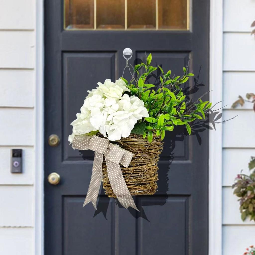 Wunderschöner Frühlings-Künstliche Hortensien-Korbkranz Atemberaubende Türhänge-Dekoration