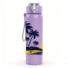 1PC Palm Tree Sunset Beach Scene 750ml Color Plastic Sports Water Bottle Leakproof Flip Straw Lid Suitable for Sports Office Home Use
