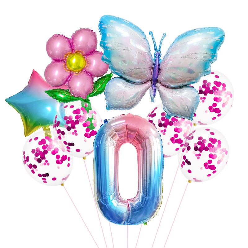 

Цифровой воздушный шар-бабочка Набор алюминиевых шаров для вечеринки по случаю дня рождения Реквизит для украшения сцены вечеринки Butterfly number 0