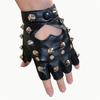Punk Spiked Fingerless Gloves, Gothic Leather Gloves with Studs for Halloween & Cosplay
